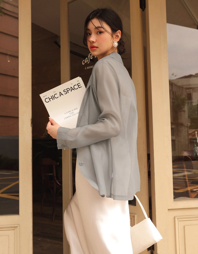 Lightweight Sheer Longline Button Front Tailored Jacket