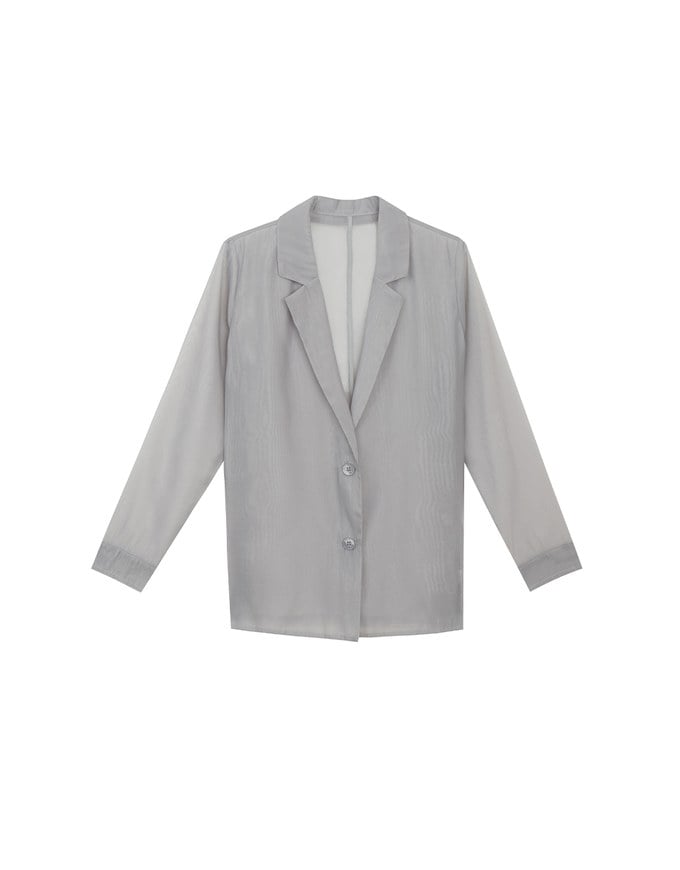 Lightweight Sheer Longline Button Front Tailored Jacket