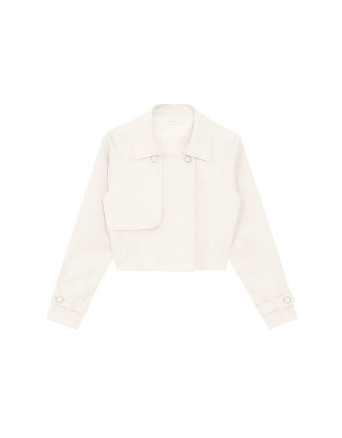 Classic Collar Faux Suede Cropped Trench Jacket