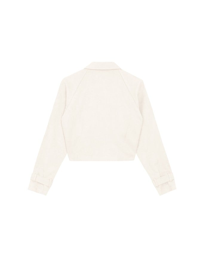 Classic Collar Faux Suede Cropped Trench Jacket