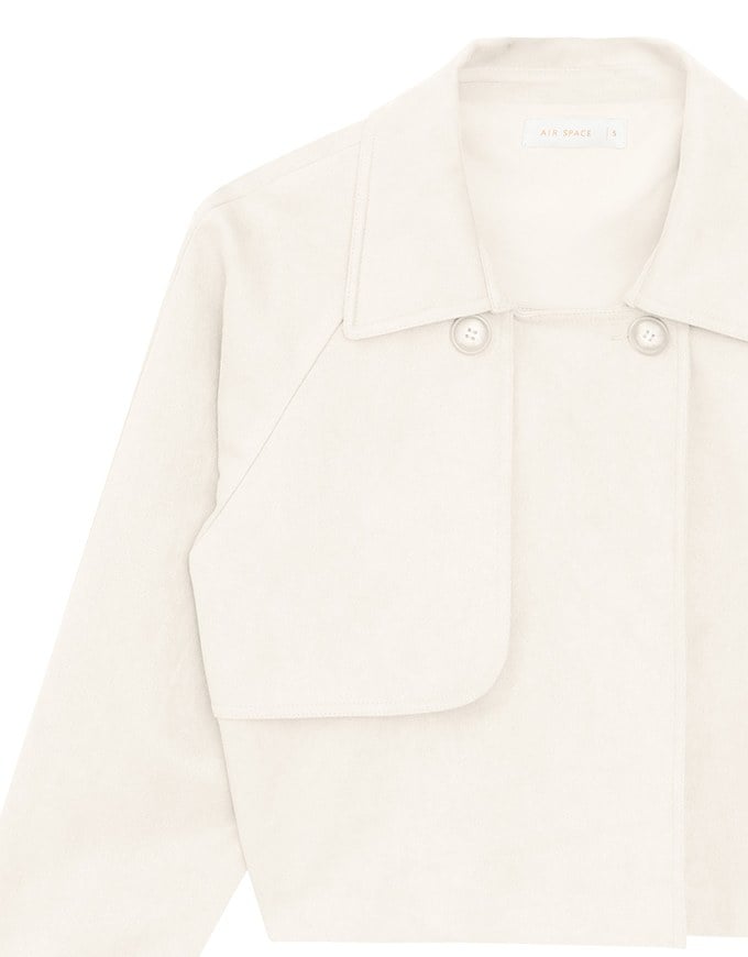 Classic Collar Faux Suede Cropped Trench Jacket