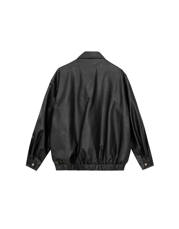 Faux Suede Oversized Collared Zip Up Jacket