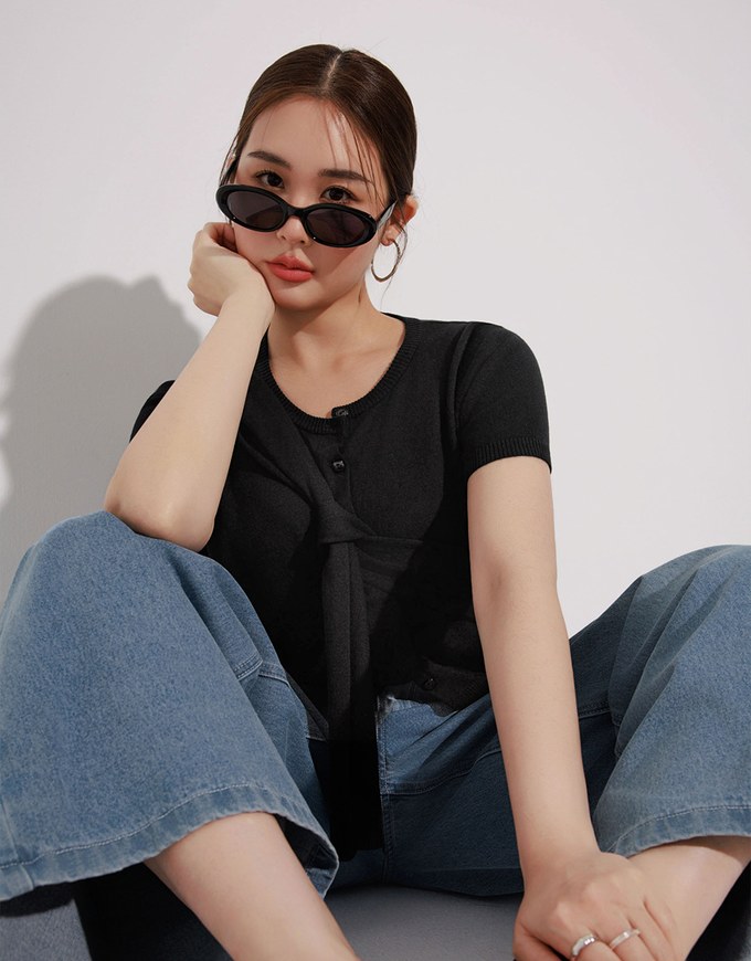 Knit Shawl Short Sleeve Crop Cardigan Top