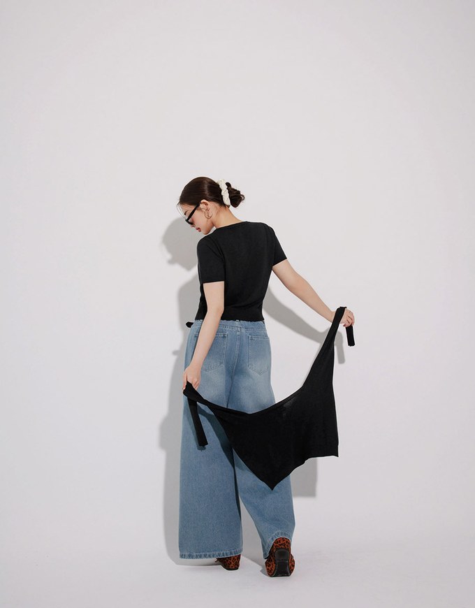 Knit Shawl Short Sleeve Crop Cardigan Top
