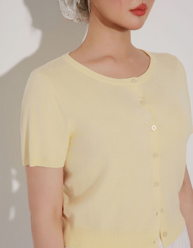 Knit Shawl Short Sleeve Crop Cardigan Top