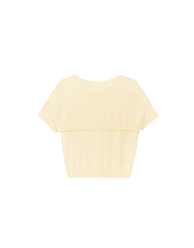 Knit Shawl Short Sleeve Crop Cardigan Top