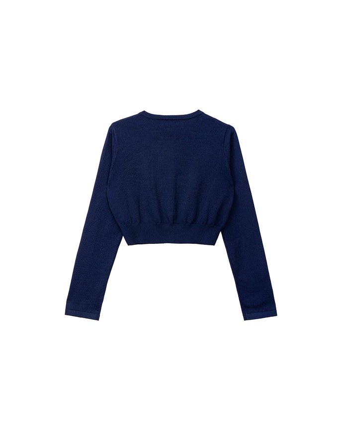 Preppy School Girl Basic Flower Long Sleeve Cardigan Knit Top
