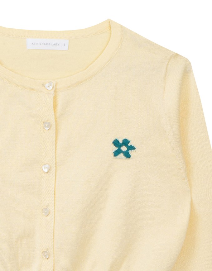 Preppy School Girl Basic Flower Long Sleeve Cardigan Knit Top