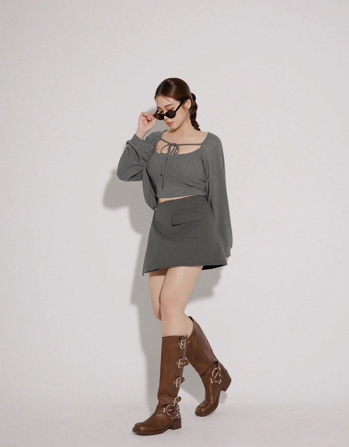 2 Way Convertible Cargo Style Skort with Button Closure