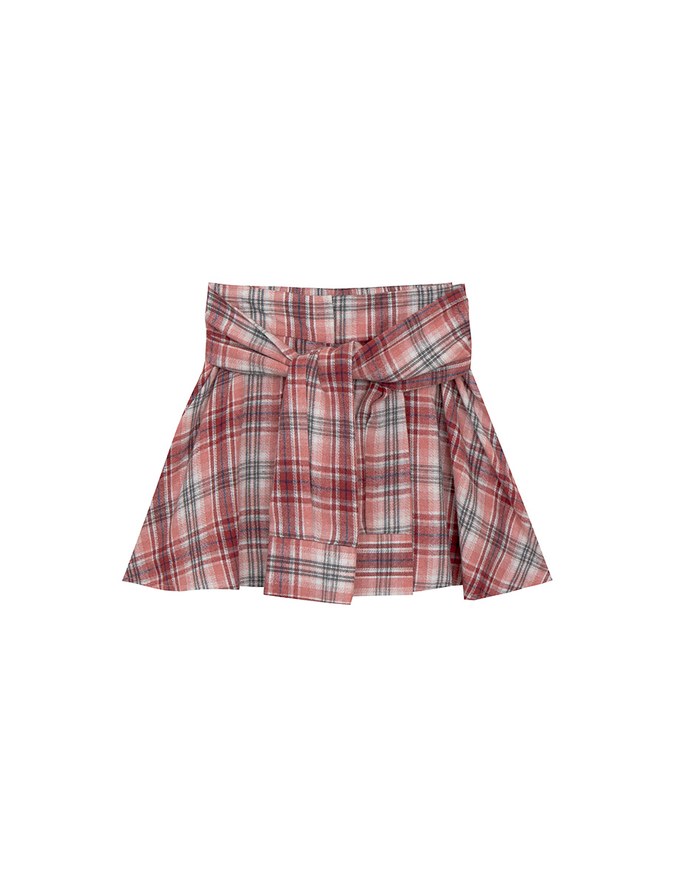 Patchwork Plaid Tie Up A Line Mini Skirt