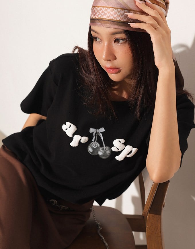 Cherry Graphic Logo Print Short Sleeve Tee