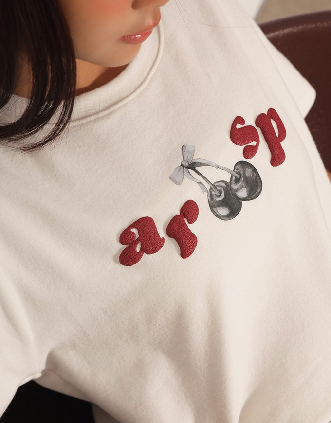 Cherry Graphic Logo Print Short Sleeve Tee