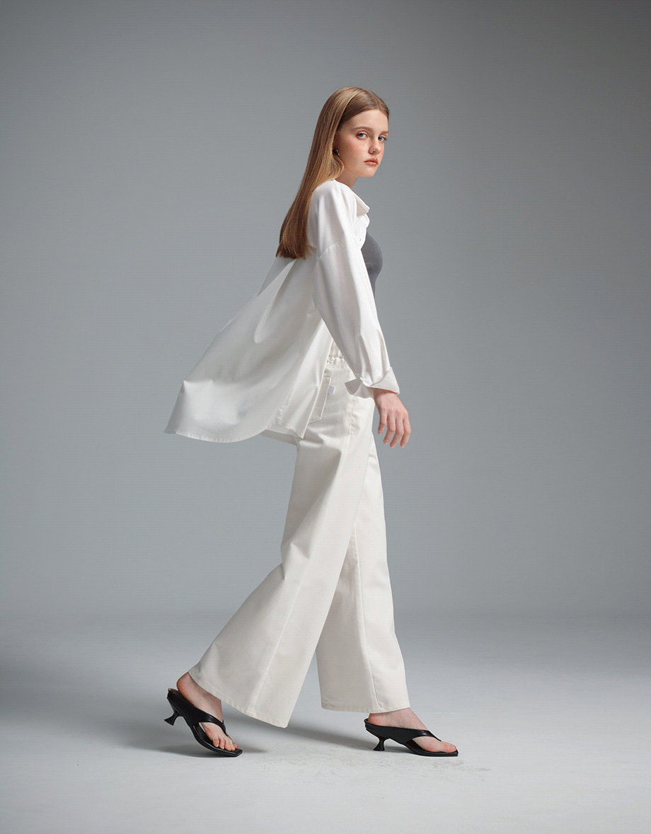 【Stain Resistant】Oversized Pocket Detail Button Down Shirt Blouse