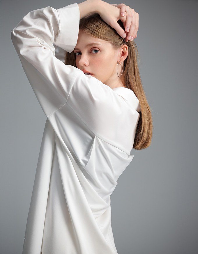 【Stain Resistant】Oversized Pocket Detail Button Down Shirt Blouse