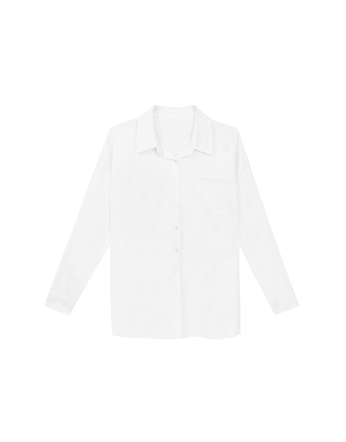 【Stain Resistant】Oversized Pocket Detail Button Down Shirt Blouse