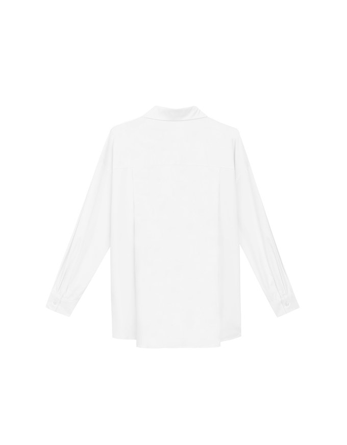【Stain Resistant】Oversized Pocket Detail Button Down Shirt Blouse