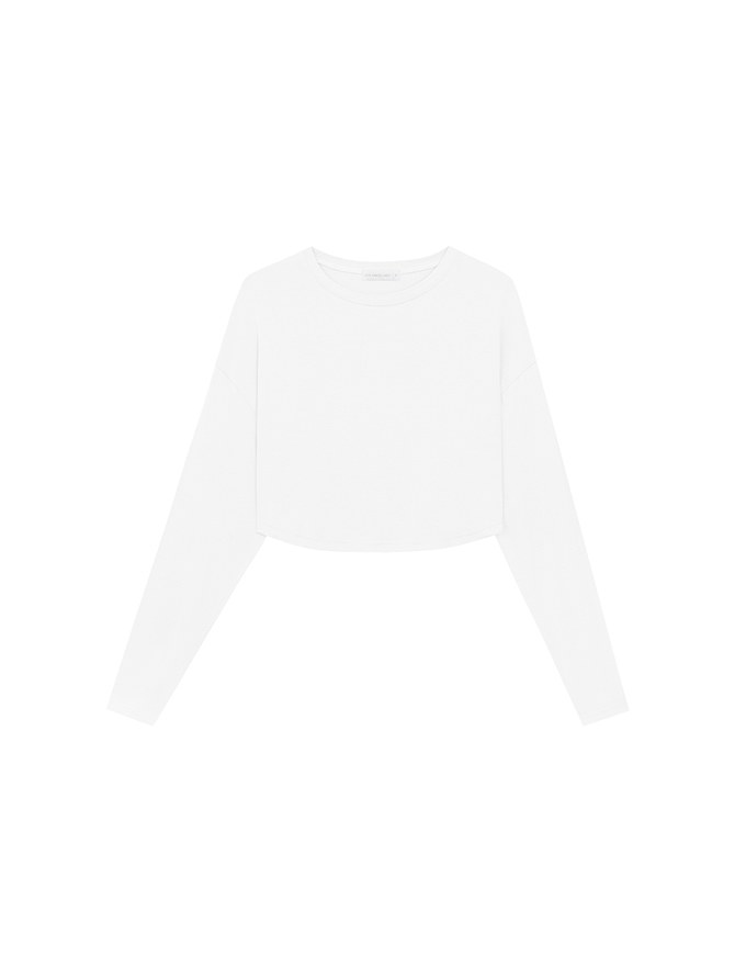 Basic Crew Neck Knit Fitted Long Sleeve Crop Top