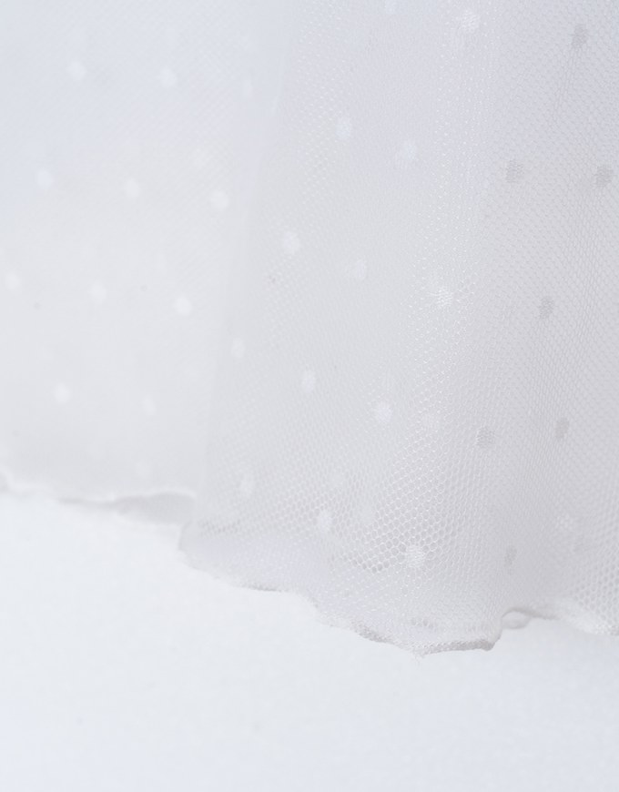 Turtleneck Sheer Ruffle Trim Top - Plain / Polka Dot Design
