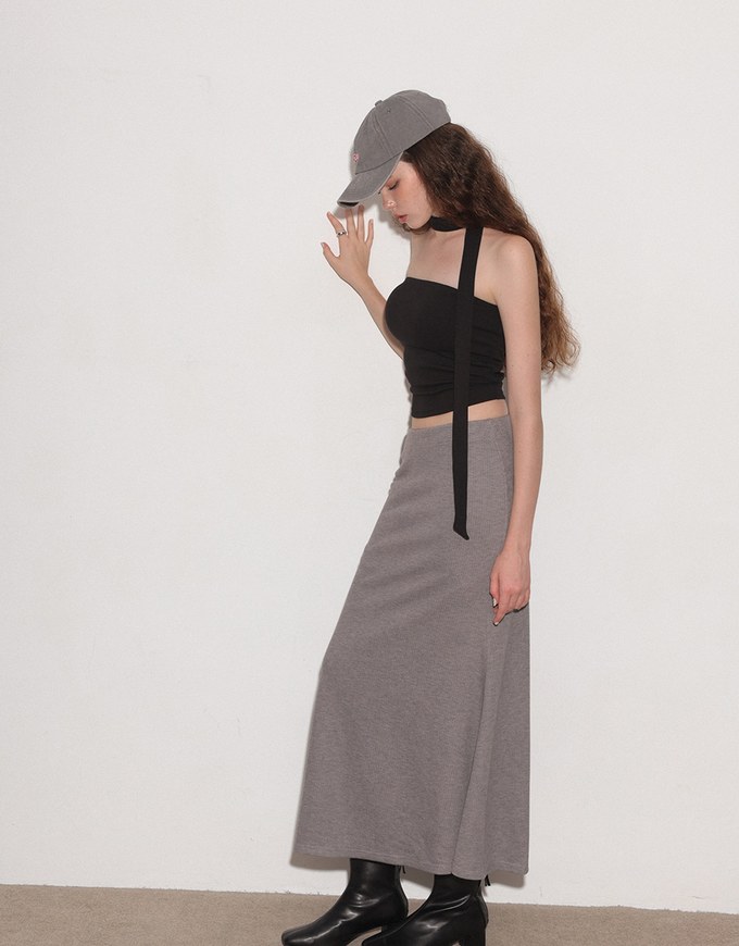 Ruched Side Crop Tube Bra Top with Thin Scarf Set