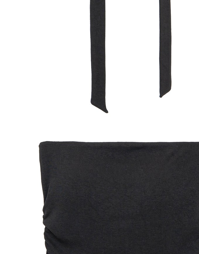 Ruched Side Crop Tube Bra Top with Thin Scarf Set