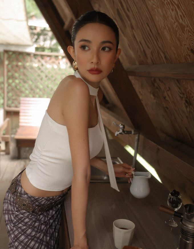 Ruched Side Crop Tube Bra Top with Thin Scarf Set
