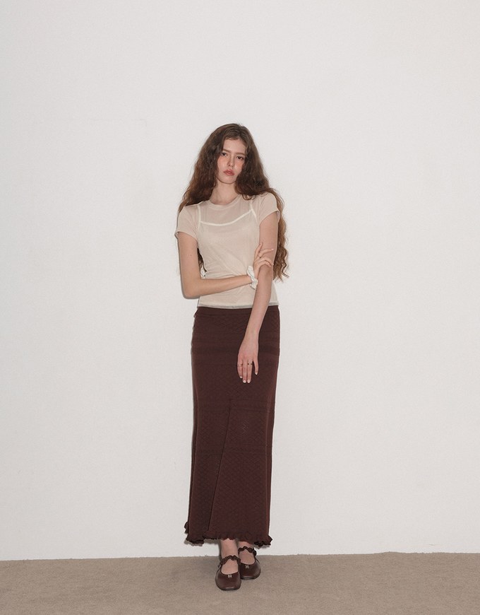 Faux 2 Piece Short Sleeve Tee with Back Lace Up Detail
