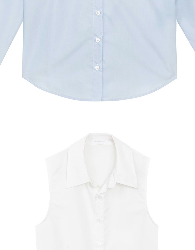 【Ling Cheng Design】Button Down Collared Shirt Blouse with Sleeveless Inner Shirt Set Wear  (Striped / Solid)
