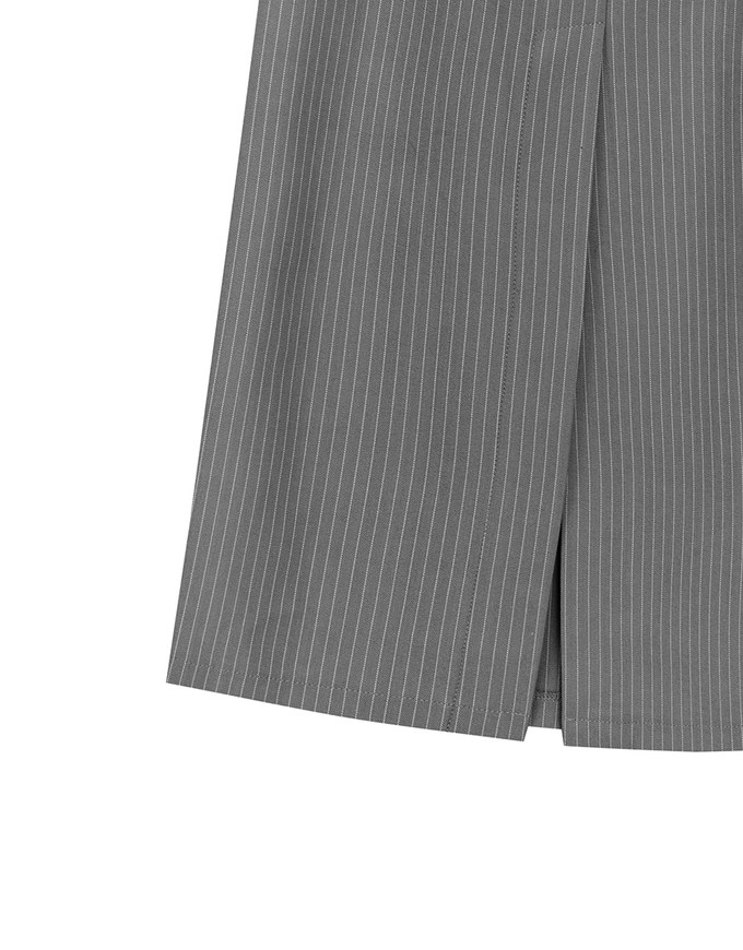 High Waist Pinstripe Slit Back Maxi Skirt
