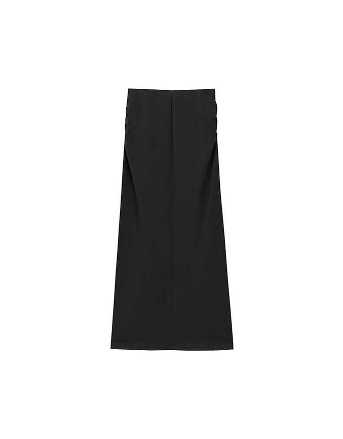 High Waist Jersey Maxi Skirt with Side Ruching