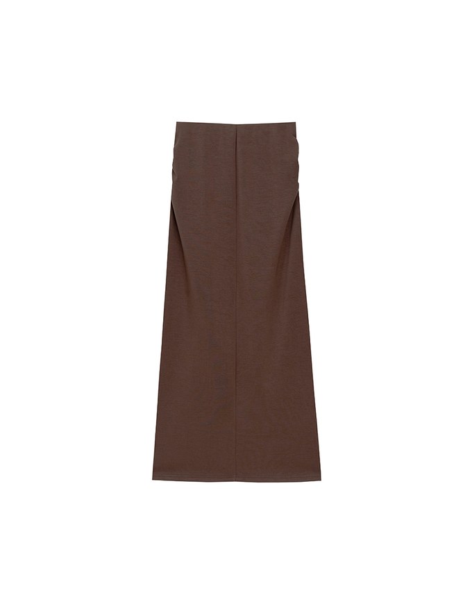 High Waist Jersey Maxi Skirt with Side Ruching
