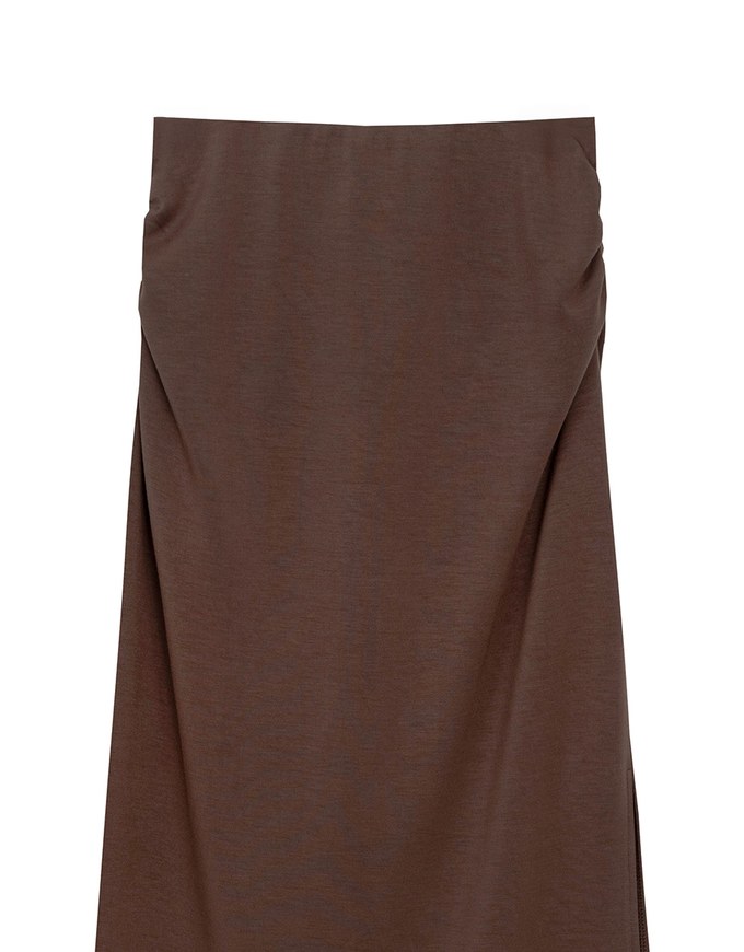 High Waist Jersey Maxi Skirt with Side Ruching