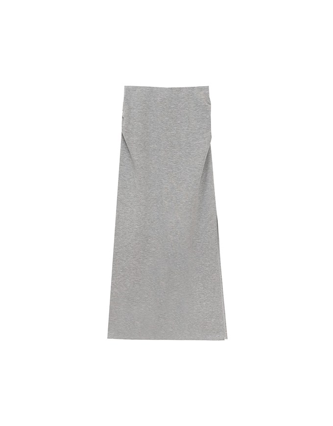 High Waist Jersey Maxi Skirt with Side Ruching