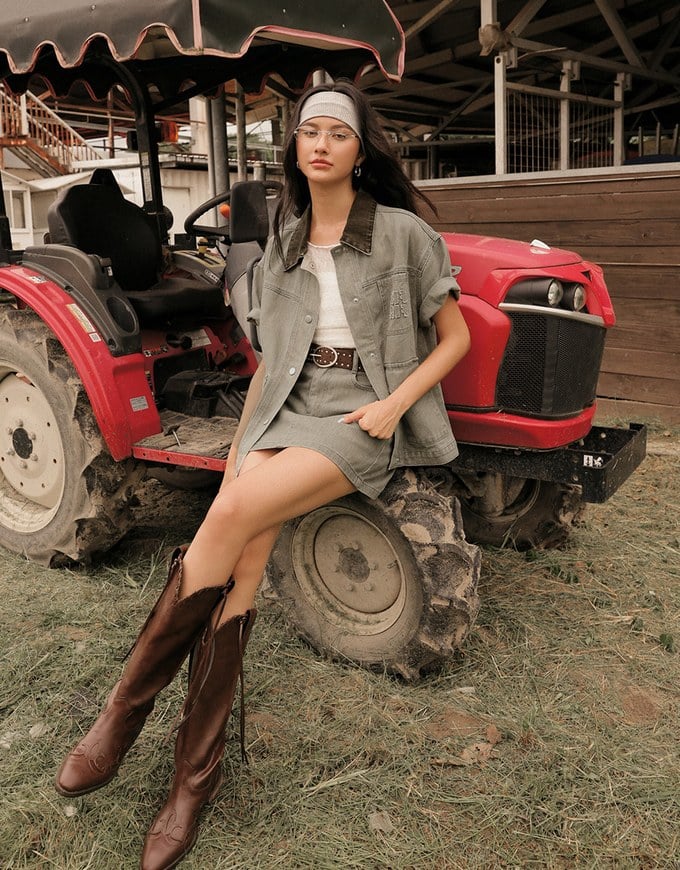 High Waisted Wash Jeans Denim A Line Mini Skirt