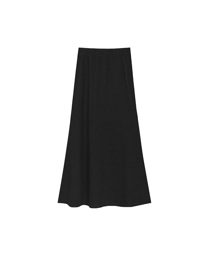 Side Slit Elastic Waist Straight Maxi Skirt