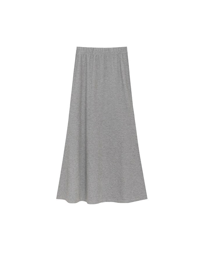 Side Slit Elastic Waist Straight Maxi Skirt