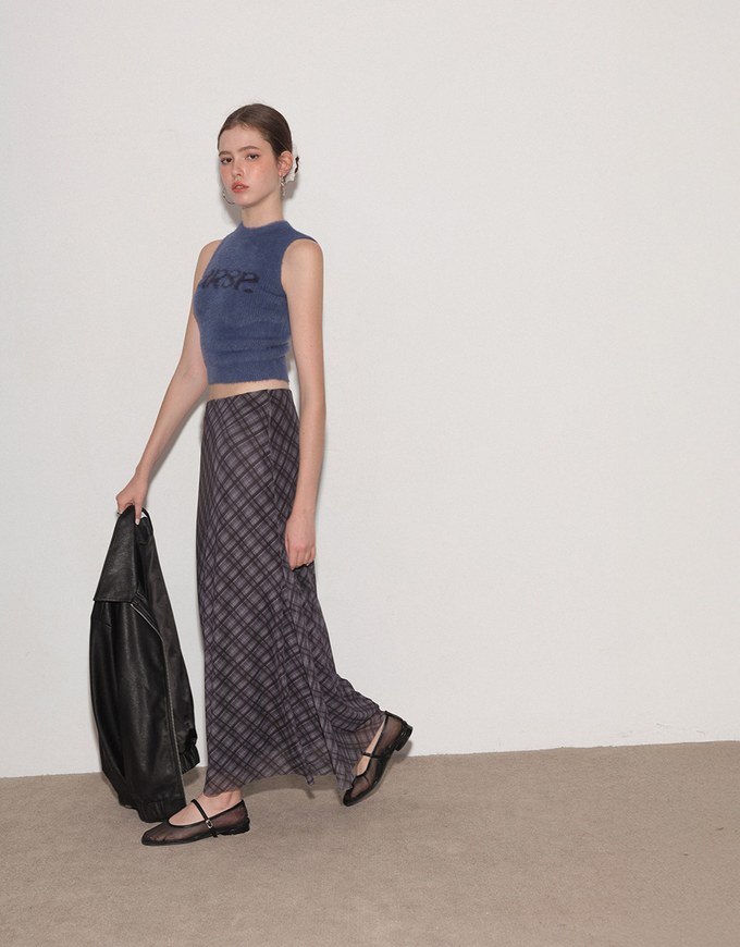 Vintage Inspired Plaid A Line Maxi Skirt