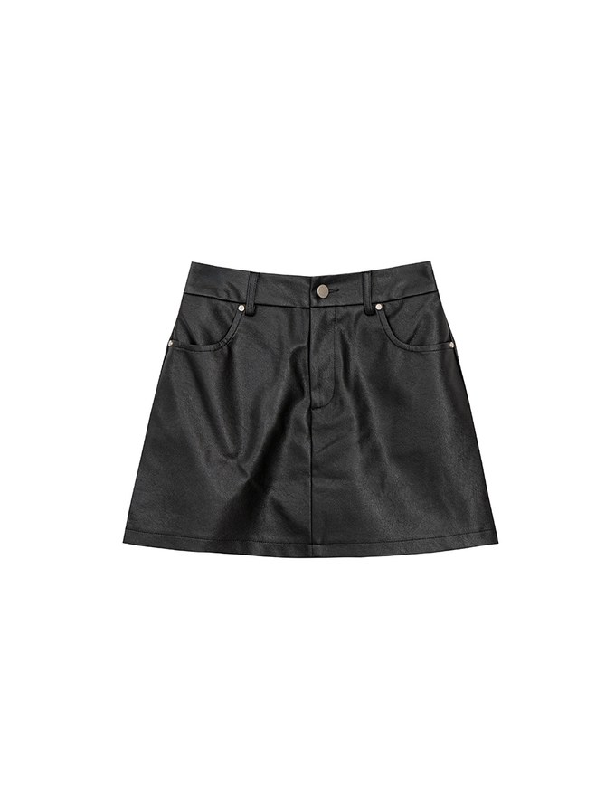 High Waist Faux Suede A Line Mini Skirt with Pockets