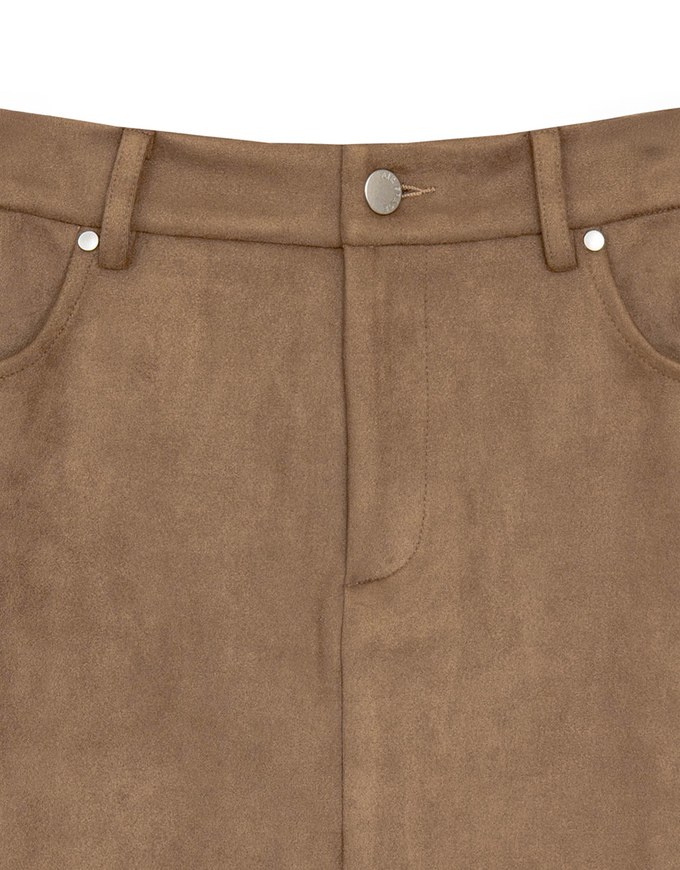 High Waist Faux Suede A Line Mini Skirt with Pockets