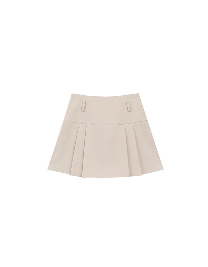 【Ling Cheng Design】High Waist Tailored Pleated Mini Skirt