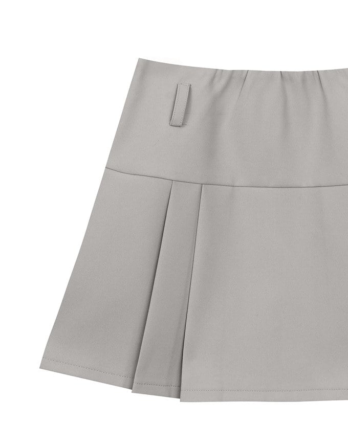 【Ling Cheng Design】High Waist Tailored Pleated Mini Skirt