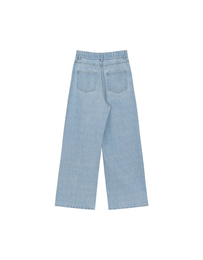 Studded Side Trim Wide Leg Jeans Denim Pants