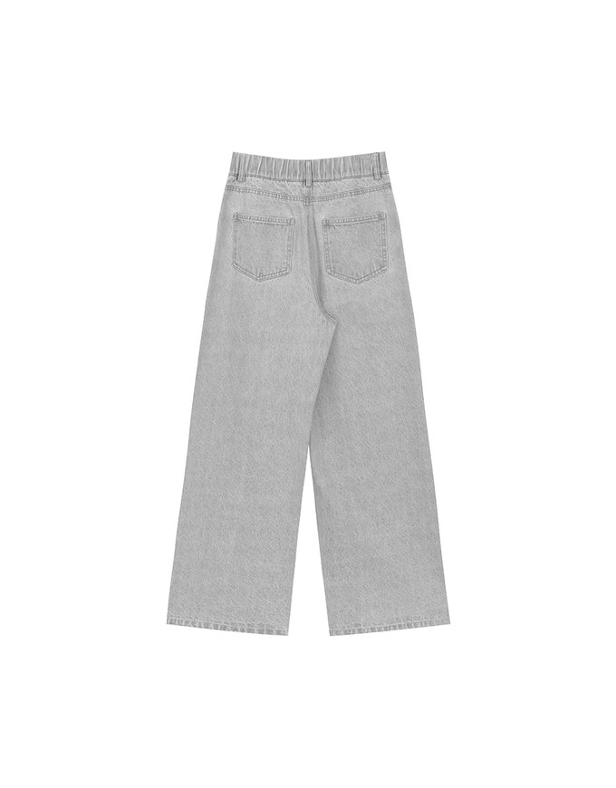 Studded Side Trim Wide Leg Jeans Denim Pants