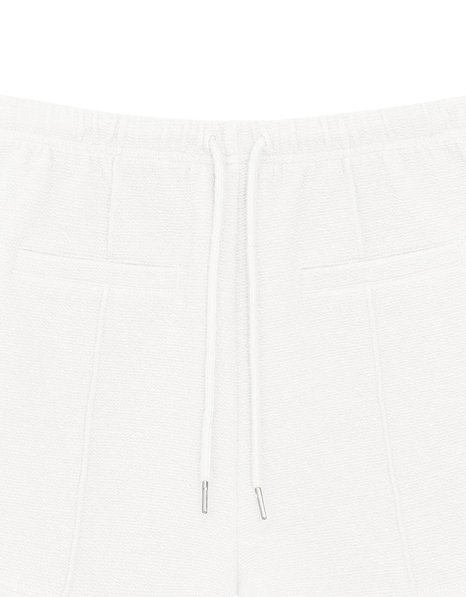 Textured Drawstring Waist Casual Shorts