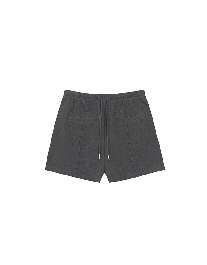 Textured Drawstring Waist Casual Shorts