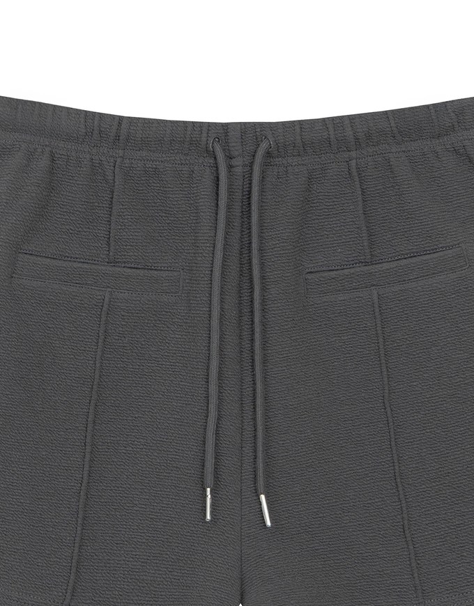 Textured Drawstring Waist Casual Shorts