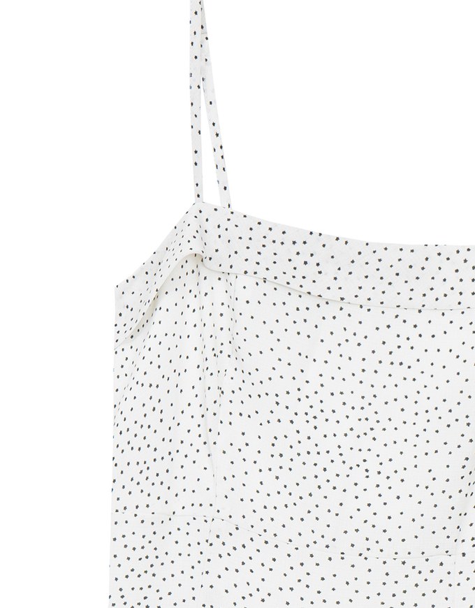 Spaghetti Strap Polka Dot Pleated Cami Mini Dress