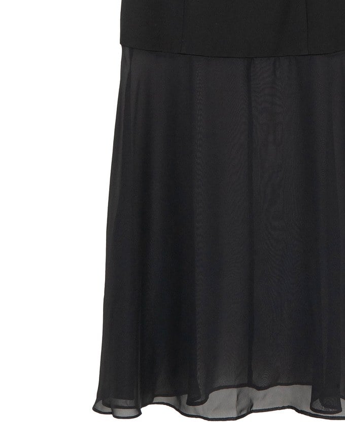 Layered Sheer Panel Spaghetti Strap Padded Maxi Dress