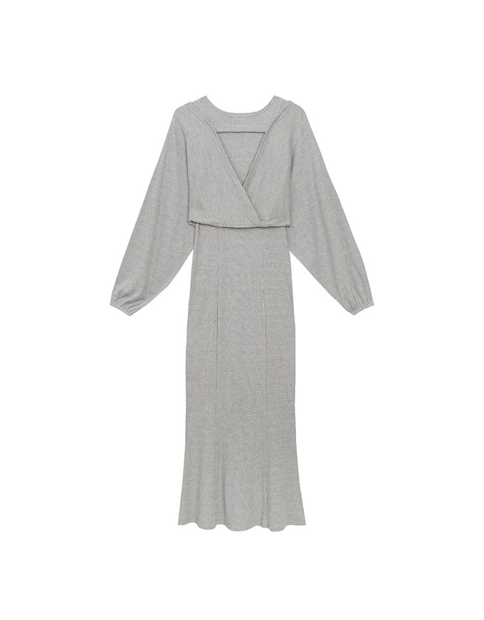 Sleeveless Knit Maxi Dress and Detachable Sleeve Cardigan Set Wear
