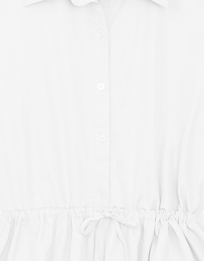 Adjustable Drawstring Waist Balloon Hem Shirt Dress