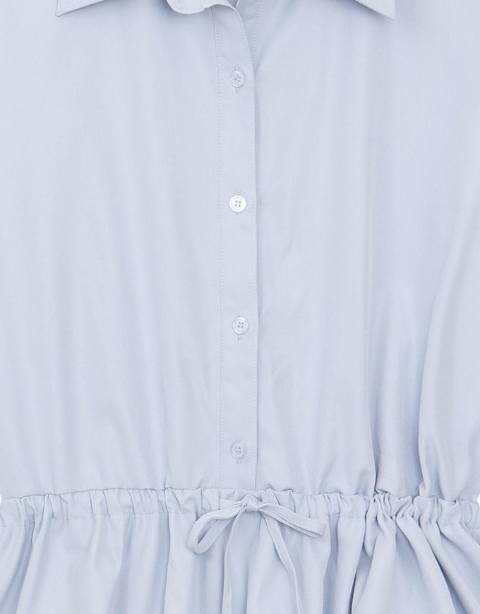Adjustable Drawstring Waist Balloon Hem Shirt Dress
